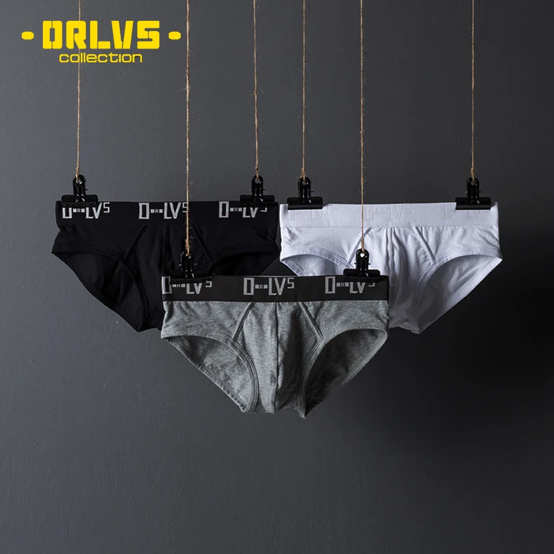 

ORLVS Brand Sexy Underwear Men Briefs Cotton Breathable Male Panties Cueca Tanga Comfortable Underpants Slip Homme U Pouch
