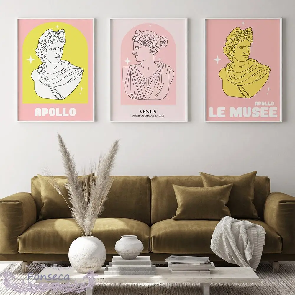 Греческая статуя Венера Аполло холст живопись Римский музей выставочный плакат