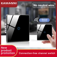 kamanni switch with remote control wall touch tactile switch sensor smart 433 rf switch led remote on off wireless remote contro