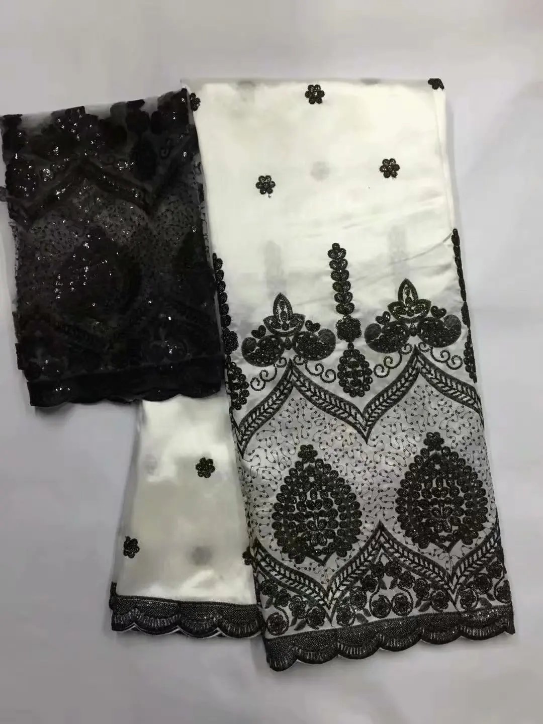 

nice looking High Quality Latest African George Swiss Voile Lace Fabric With Lots Of Sequins Embroidery Lace (5yard/lot) B81-11