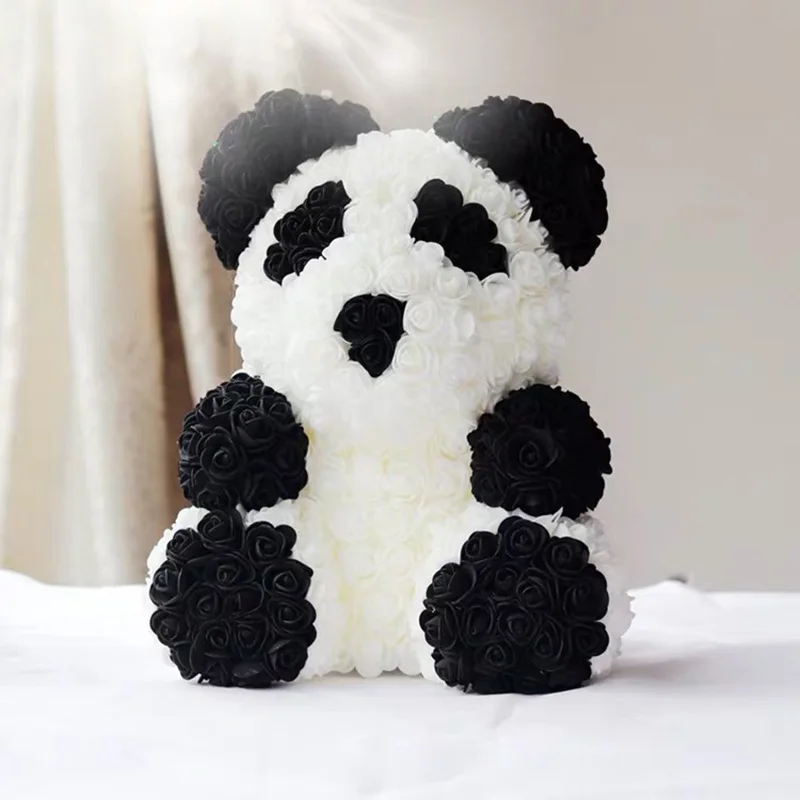 Panda Дропшиппинг 25 см/40 см Мишка Тедди роза искусственный цветок «Роза» медведя рождественские украшения для дома подарки на день Святого Валентина - Цвет: Panda