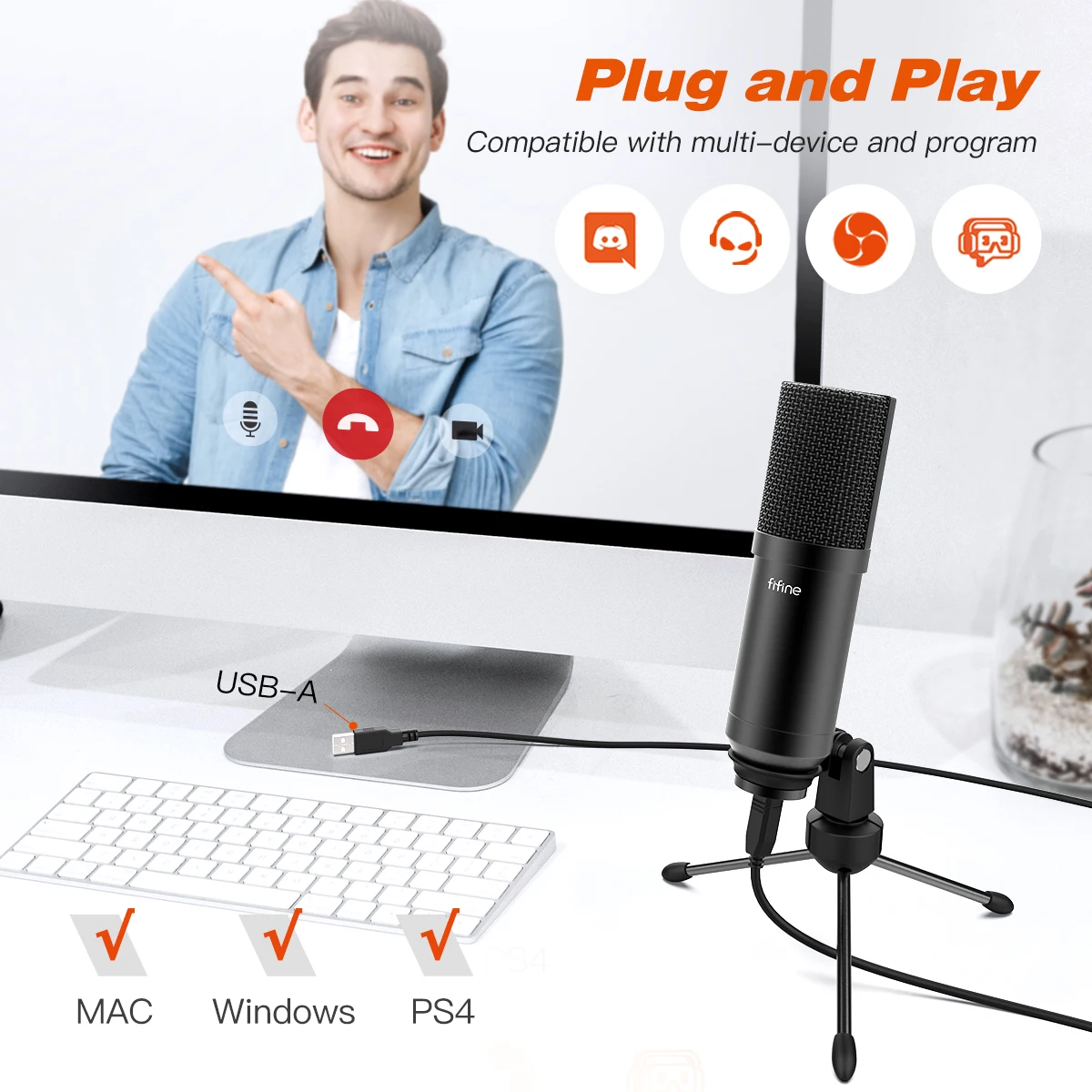 fifine usb gaming microphone set with flexible arm stand pop filter plugplay with pc laptop computer streaming podcast mic t732 free global shipping