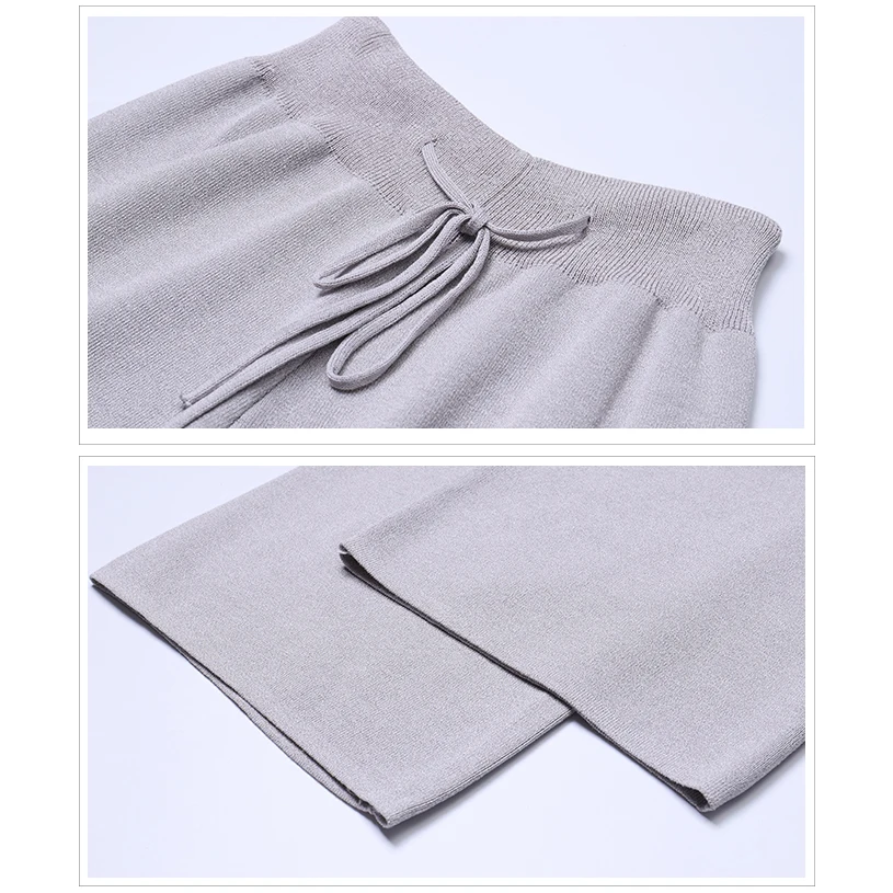 2019 Женский комплект из двух предметов свитер вязаный спортивный костюм