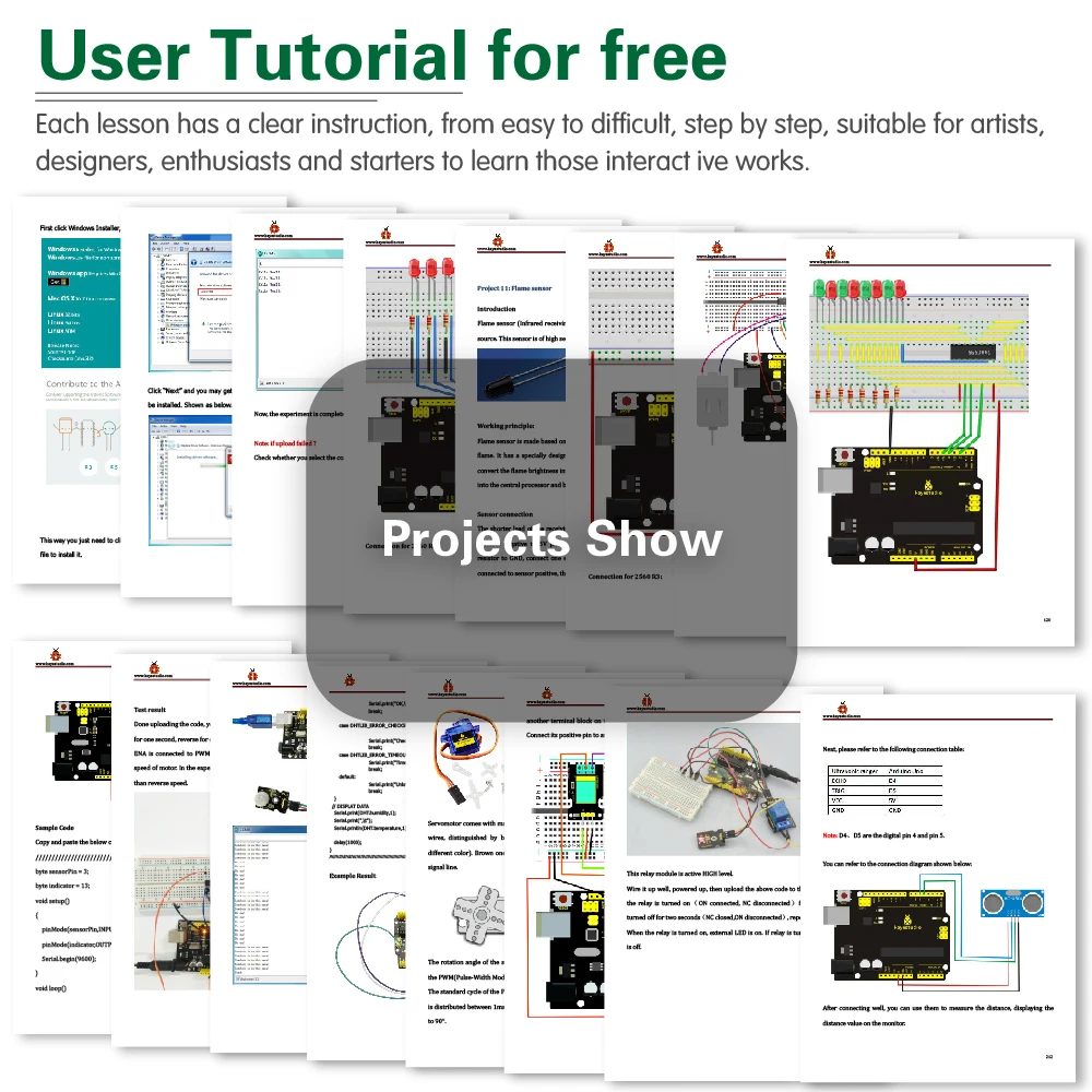 

Keyestudio Basic Starter V2.0 Kit for Arduino + W/Gift Box + PDF(online) Without Board