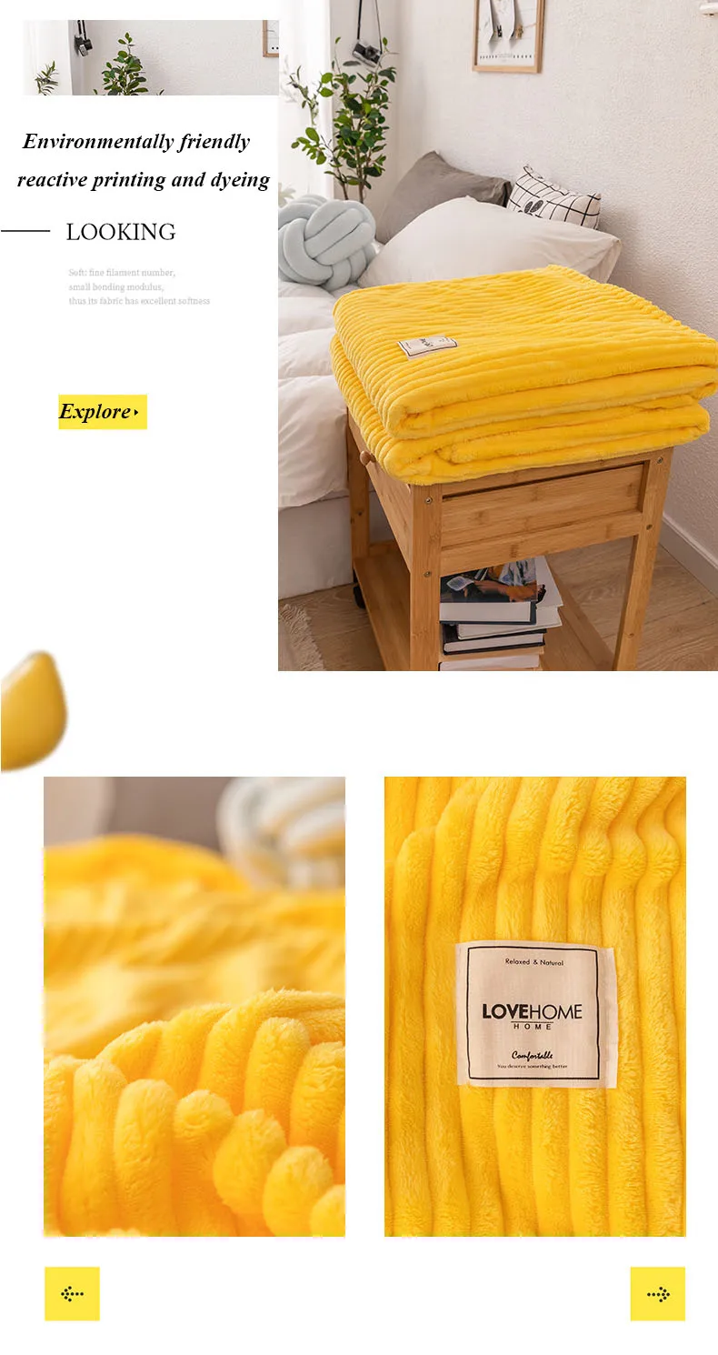 Solid Color Velvet Weighted Blanket Household Sofa Cover Bed Sheet Super Soft Striped Warm Knitted Blankets | Дом и сад