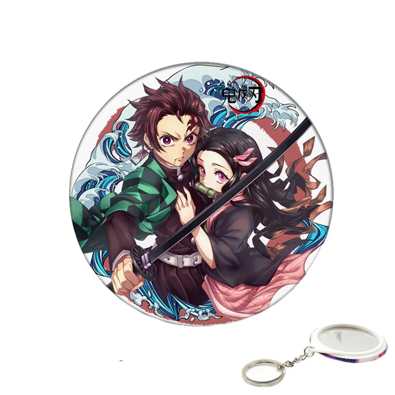 Аниме Demon Slayer: Kimetsu no Yaiba брелок Kamado Tanjirou/Nezuko с зеркалами для макияжа рюкзака/сумки