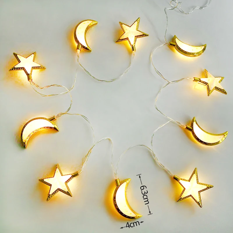 

Ramadan Decoration Moon Star Palace LED Lights String Eid Mubarak Lights Garland Islamic Muslim Eid al-Fitr Party DIY Supplies 8