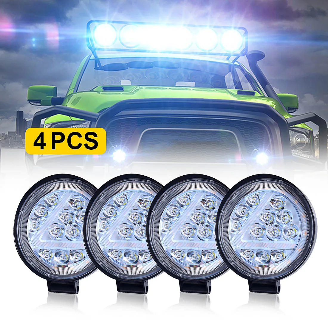 

LED Work Light Light Bar LED Offroad Car For 4WD Truck Tractor Suv 12v 48w Round Spotlight Headlight Car Accessories