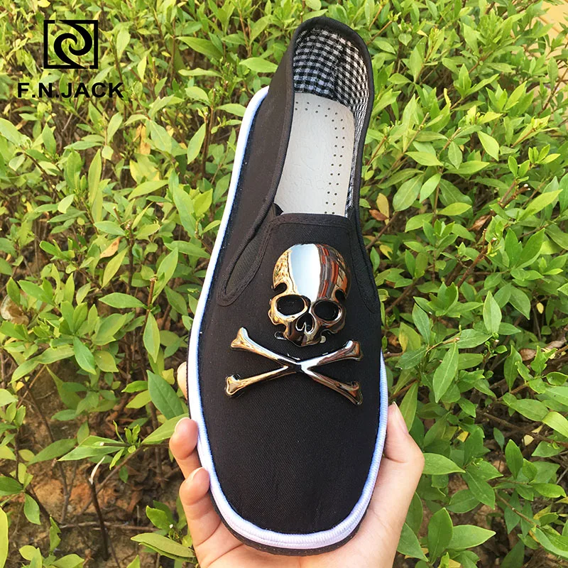 F.N.JACK Мужская Осенняя обувь с украшением в виде черепа базовая из ткани удобные