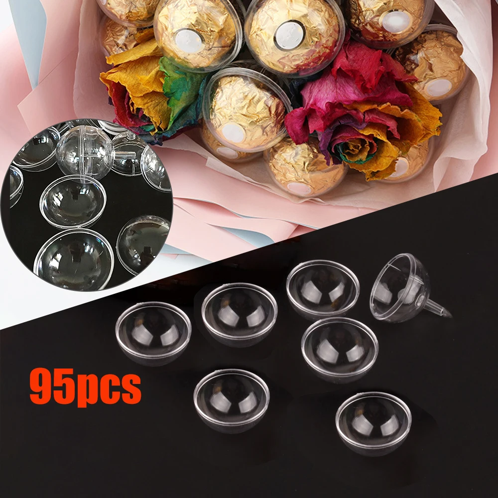 

95PCS Chocolate Storage Balls DIY Open Plastic Clear Fillable Bauble Ornament Gift Present Candy Box Case Bouquet Decor