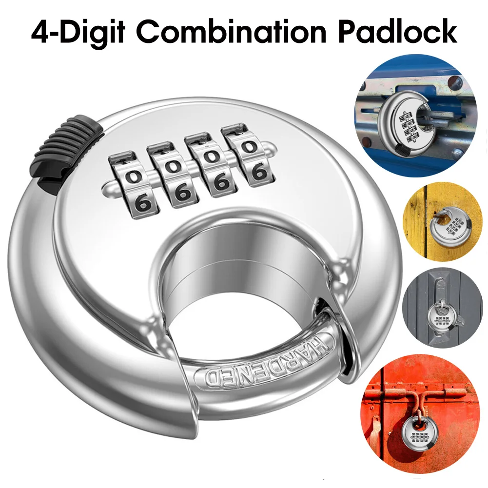 

Heavy Duty 4-digit Combination Padlock Weatherproof Outdoor Security Travel Portable Exterior Door Letterbox Lock Gate Lock