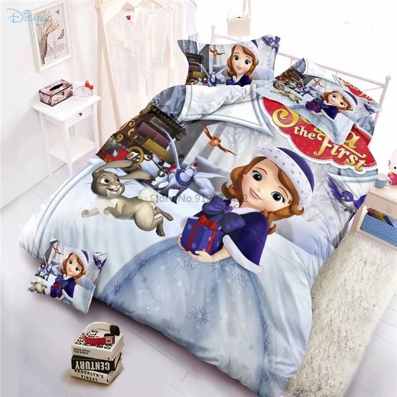 

White Sofia The First Duvet Cover Bed Sheet Pillowcase Boys Girls Cartoon Disney Student Dormitory Bedding Set Single Twin Full