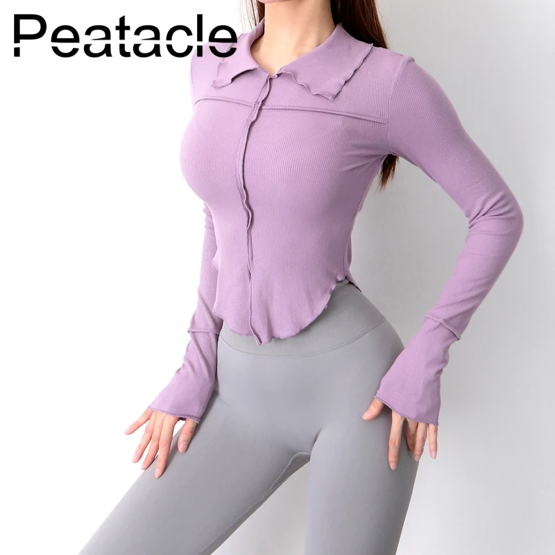 

Peatacle Sport Jacket Women Quick Dry Zipper Running Long Sleeve Tight Fitness Yoga Top Workout Shirt