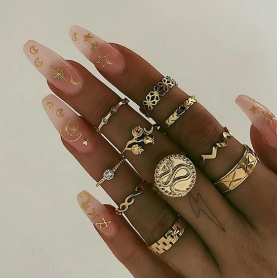 GTQ Boho 11 шт./компл. со змеиным рисунком в виде геометрических фигур кольца для