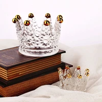 ins nordic creative crystal glass ashtray personality mini crown gold aromatherapy candle holder desktop storage cup
