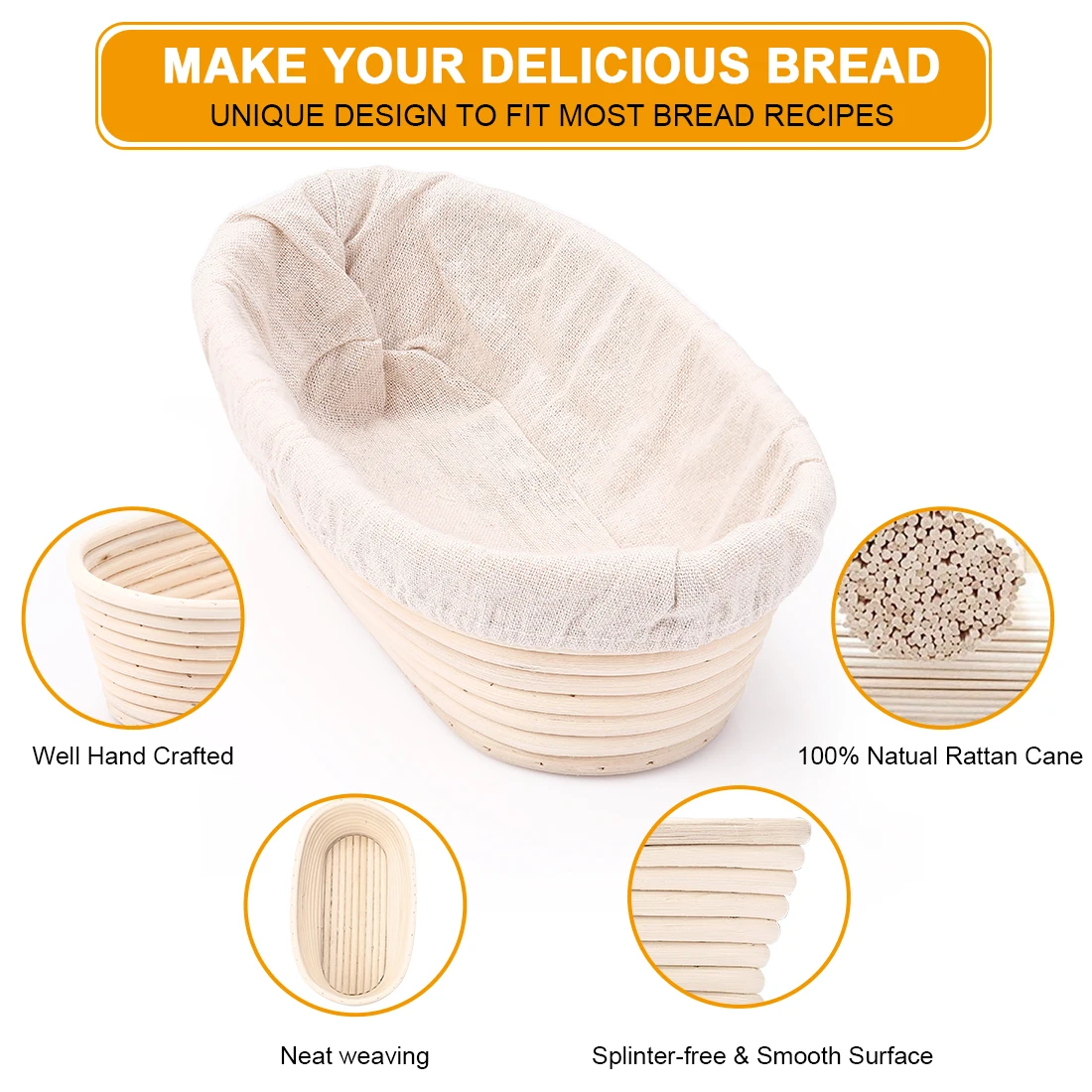 Бытовая овальная/круглая корзина из ротанга для выпечки хлеба с крышкой