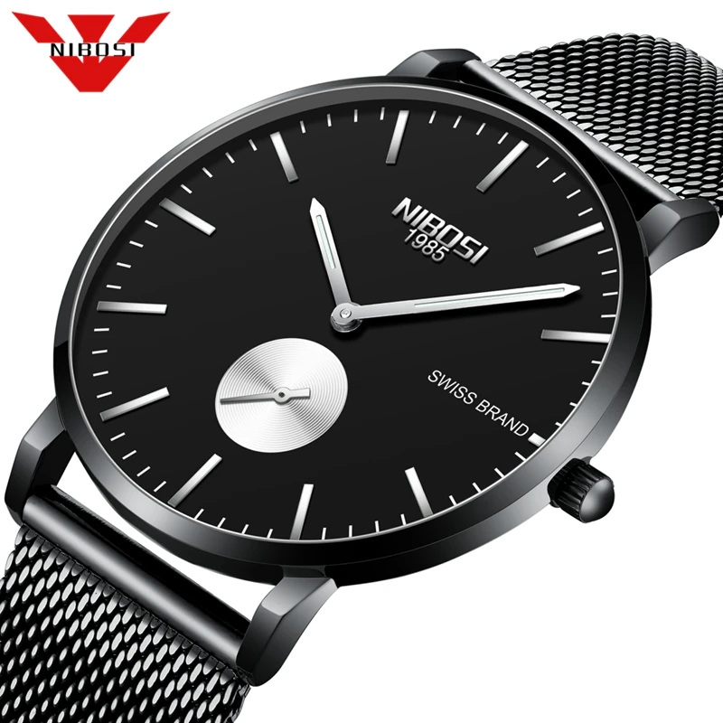 NIBOSI модные мужские часы лучший бренд Роскошные Кварцевые повседневные тонкие