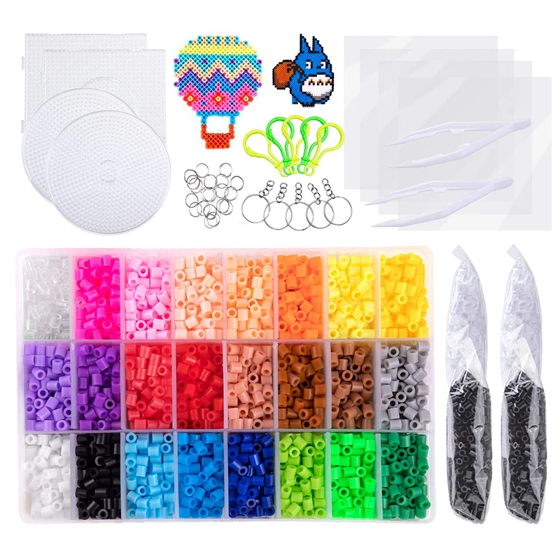 

hama beads 5mm 3D Puzzle 4800Pcs fuse beads Set with Pegboards Keychains Tweezer Chain Ironing Paper 3d puzzles for kids