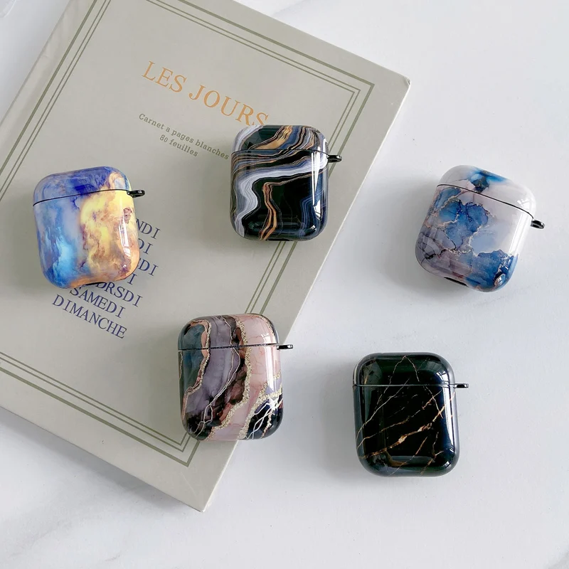 

Hard Blue Marble Cases For Apple Airpods 1/2 Protective Bluetooth Wireless Earphone Cover For Apple Air Pods Charging Box Bags