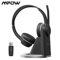Mpow HC5 Pro Office Headphone with Charge Base Wireless Headset with Dual CVC 8 0 Noise-Cancelling Microphone for Call Center