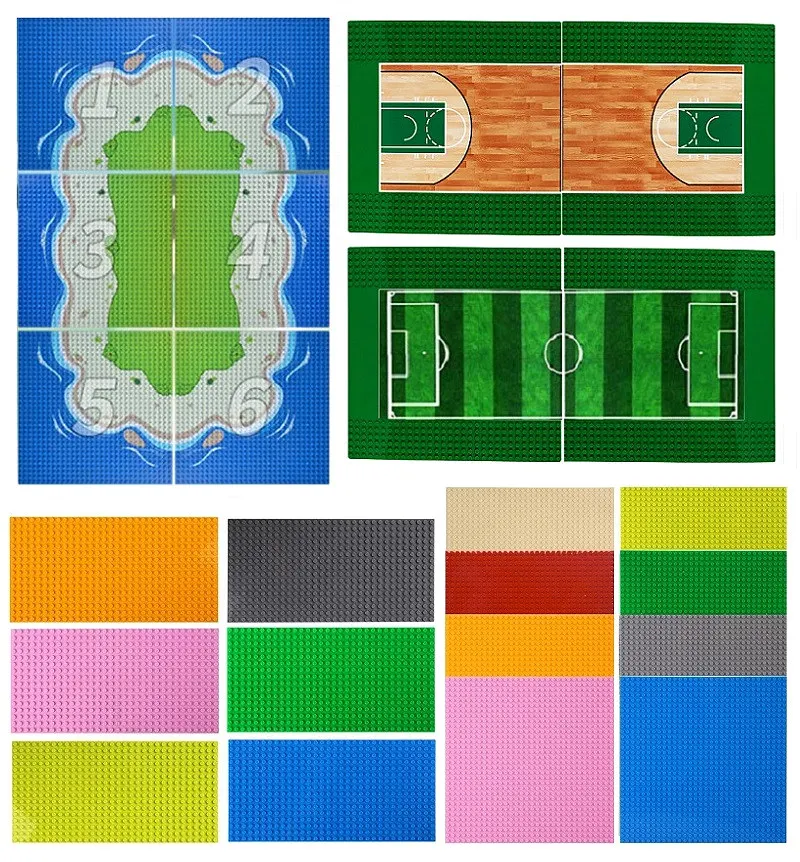 Classic Base Plate Basketball Court Football Field 32*32 Dot Baseplate Plate Sea Island Oasis Scene DIY Building Block Set Brick