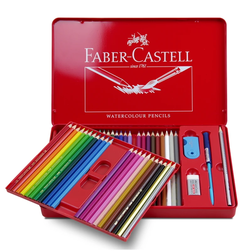 

Faber Castell Water Colored Pencil 24/36/48 Colors Tin Box 114468 Drawing Non-toxic Pencils set for Artist Sketch Germany