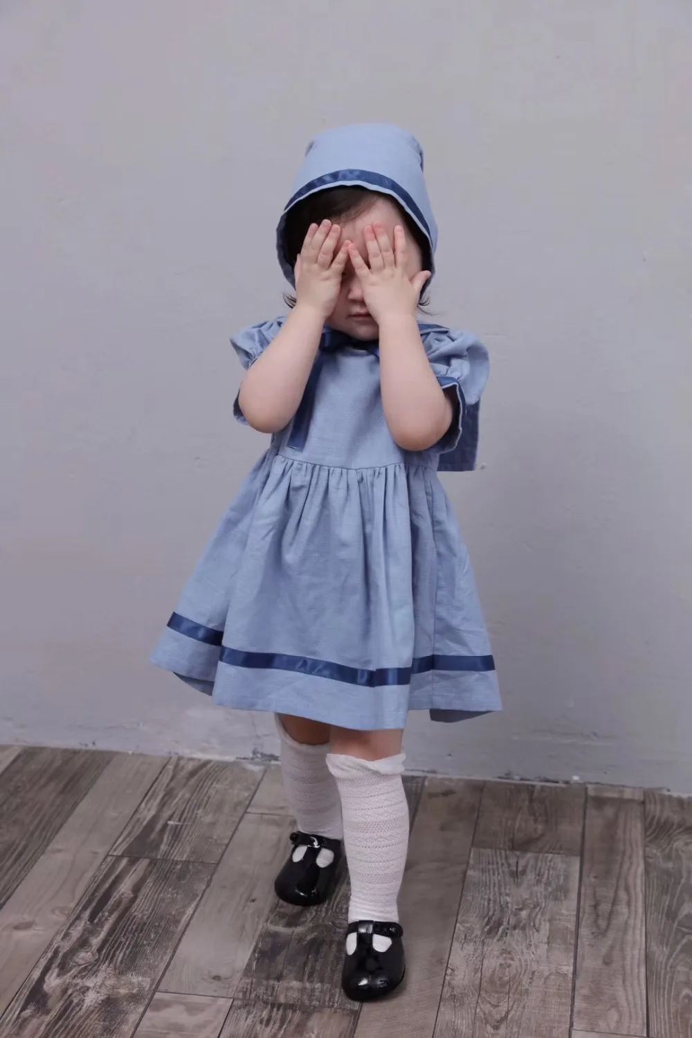 Платье принцессы в британском стиле детское Хлопковое платье с короткими