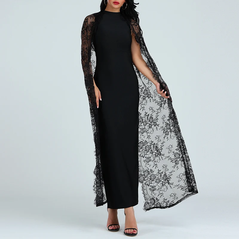 Женское кружевное платье-футляр с воротником-стойкой | Женская одежда