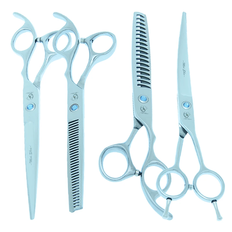 

7.0" Pet Gromming Scissors Dog Straight Curved Cutting Shears Animal Hair Thinning Tijeras Forceps Comb Kit Dog Suppliers B0013A
