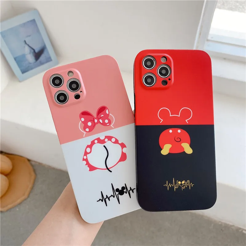 

Disney Mickey Minnie Cartoon Mobile Phone Case for iPhone 7/8 plus x/xs xr xsmax 11 pro max 12pro max Cute cellphone Shell