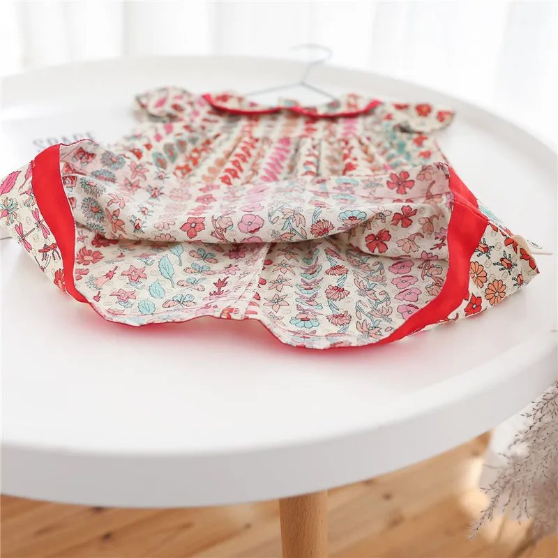 

Oso Feliz Baby Girls Fashion Dress Summer 2021 New Ethnic Style Floral Doll Collar Short-Sleeved Princess Skirt Kids Clothes