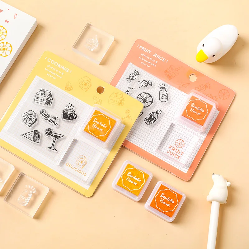 Еда напиток кошка будний день украшение штамп + чернильный коврик акриловый