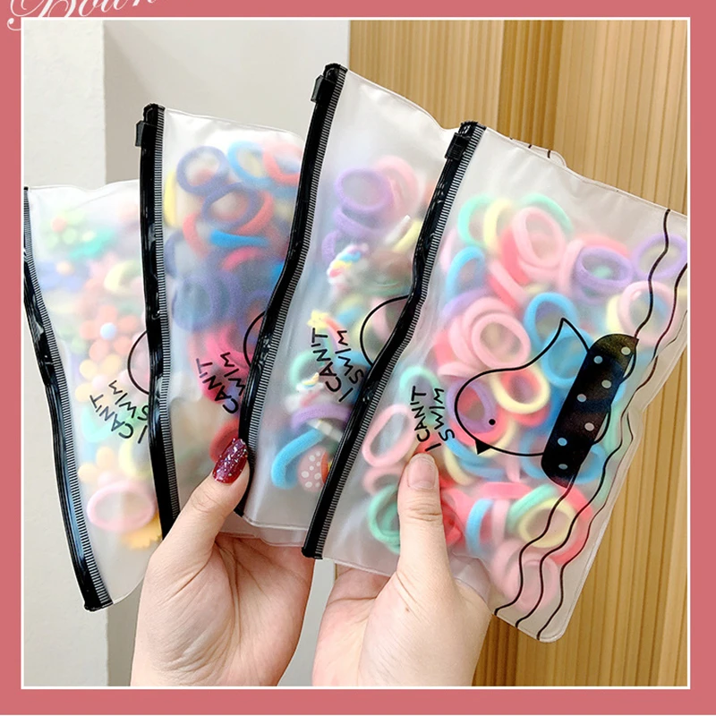

100Pcs/Bag Kid Small Hair Bands Baby Girl Children Headbands Colorful Elastic Hair Tie