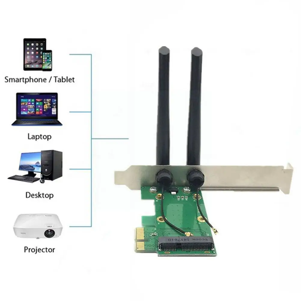 

Wireless Wifi Network Card Mini Pcie To Pci-e 1x Desktop Computer Accessories Parts Adapter Antennas S2t7