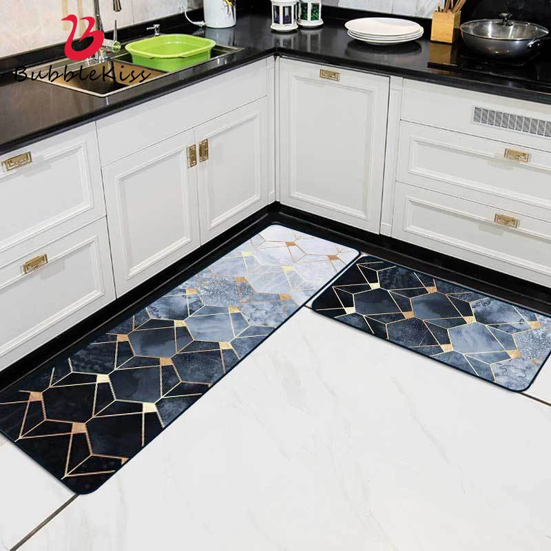 Кухонные ковры в скандинавском стиле Bubble Kiss геометрический золотистый узор
