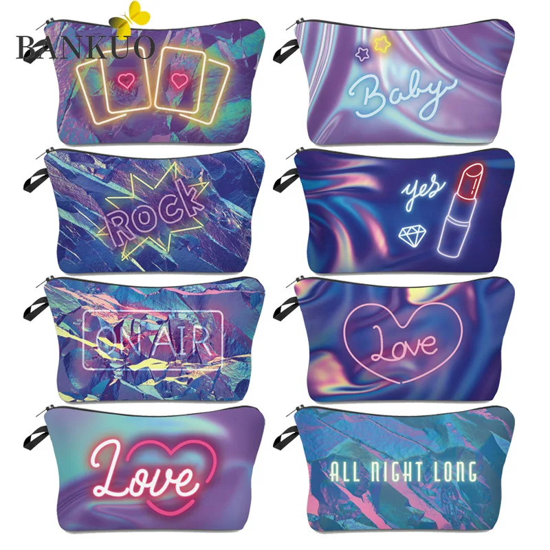

BANKUO New Multifunctional Womens Bag Fashion Laser Bag Fluorescent Letter Cosmetic Bag for Women Zip Travel Shopper Bags Z339
