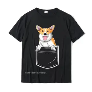 Corgi In Your Front Pocket T Shirt Men Dog Lover Puppy T-Shirt T Shirts Unique Discount Cotton Tops Shirts Fitness Tight For Men