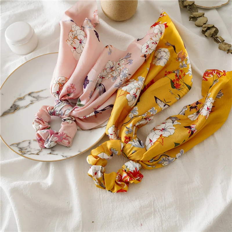 Женская резинка для волос конский хвост эластичная лента сделай сам с цветочным