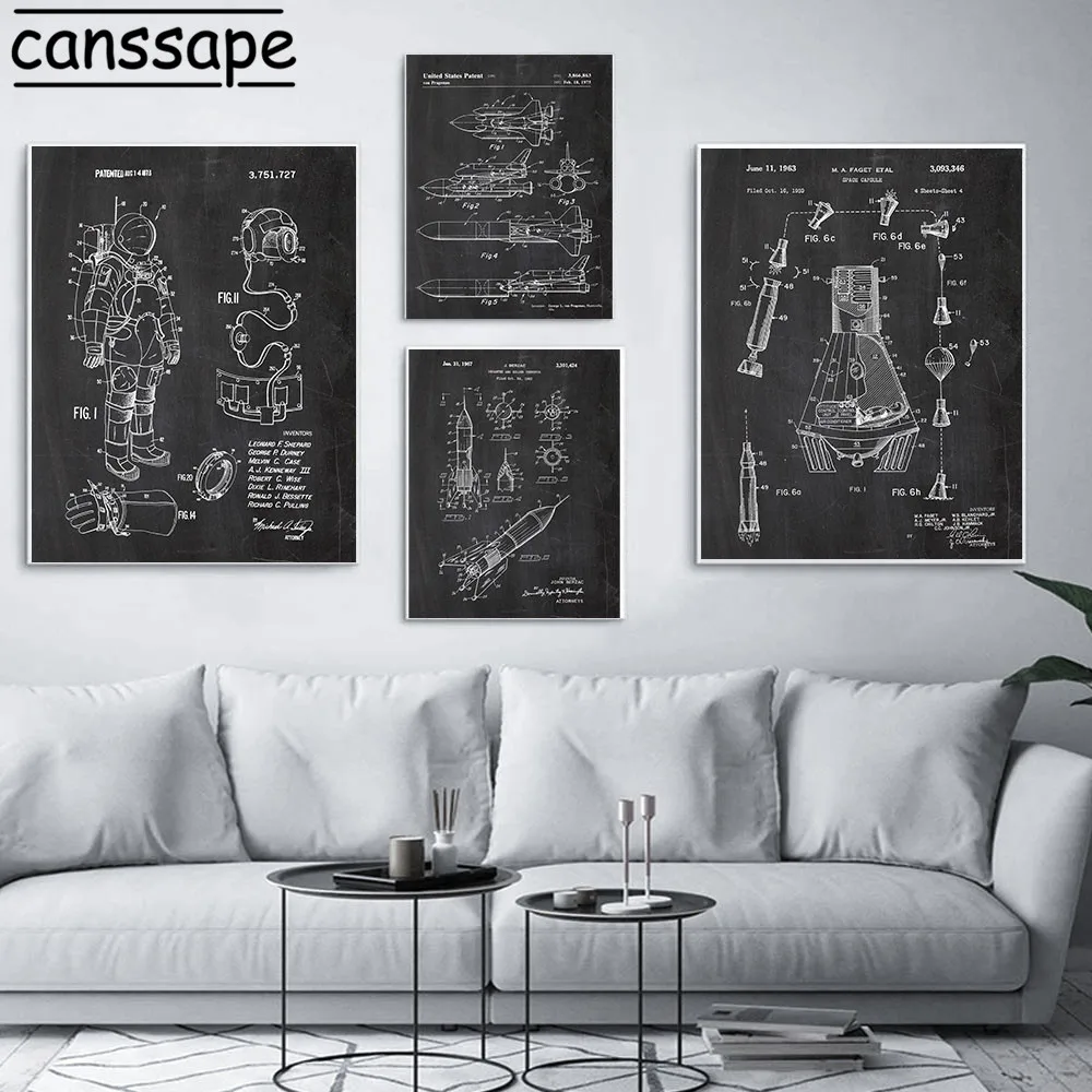 Механические произведения искусства печать на холсте плакаты с роботами ракета