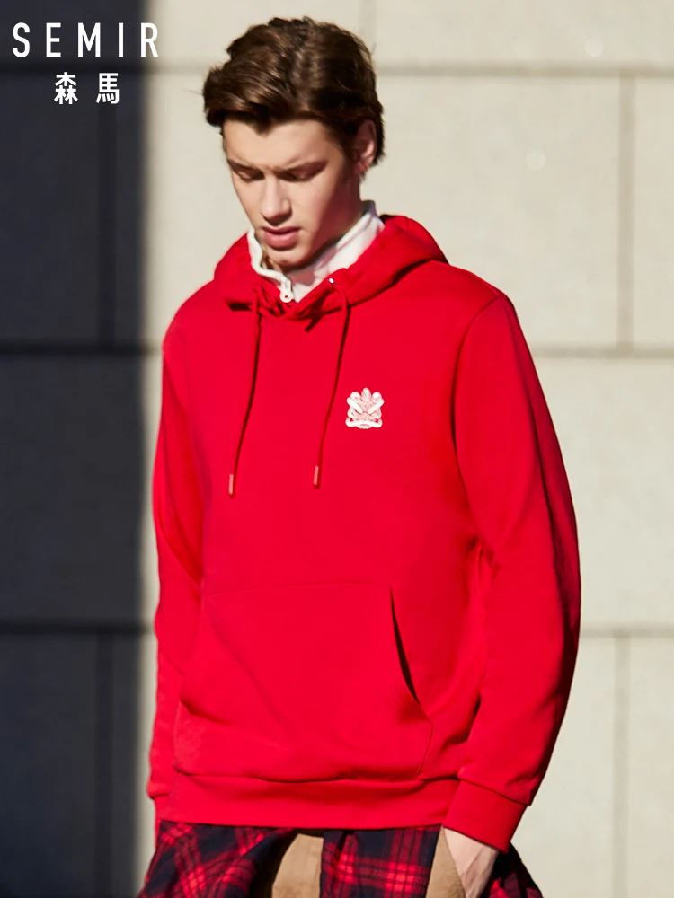 SEMIR Для мужчин Толстовка с капюшоном и вышивкой Цвет пуловер карманом-кенгуру