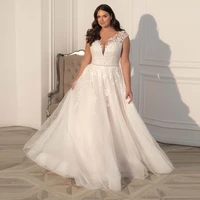 adln wedding dresses plus size cap sleeves beading appliques a line lace bridal gown vestido de novia 2021