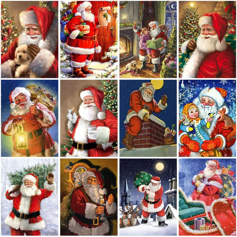 

Santa Claus DIY 5D Diamond Painting Full Square Drill Christmas Diamond Embroidery Cross Stitch Mosaic Kits Wall Art Home Decor