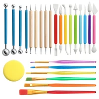 25pcs polymer clay tools set colorful handle modeling sculpting pottery carving ceramic dotting pen ball stylus brush t21c