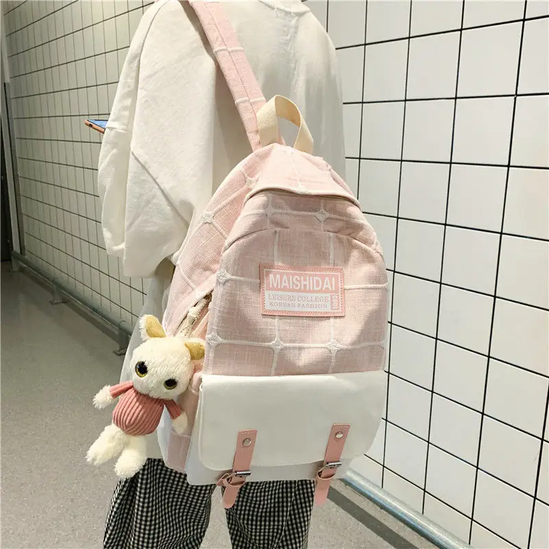 Женские школьные ранцы рюкзак для девочек-подростков модная клетчатая сумка в