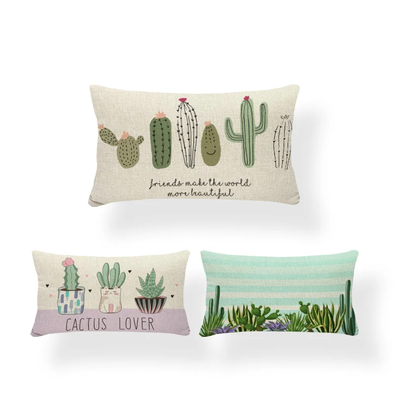 

Стильная дезертированная Подушка с изображением кактуса, суккулента для гостиной, дивана, декоративная поясная подушка с буквами, цветная ...