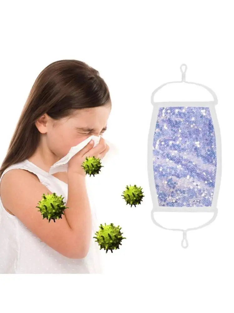 

8Pcs Adult Dustproof Anti-Haze Glitter Sequins Face Mask with 8Pcs PM2.5 Filters