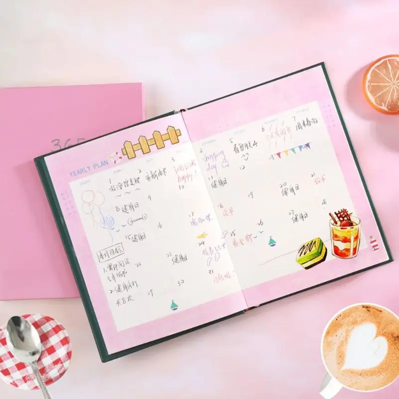 

Cute Stationery Notebook 365 Planner Weekly Monthly Daily Diary Planner Notebooks Journals Business Office School Supplies