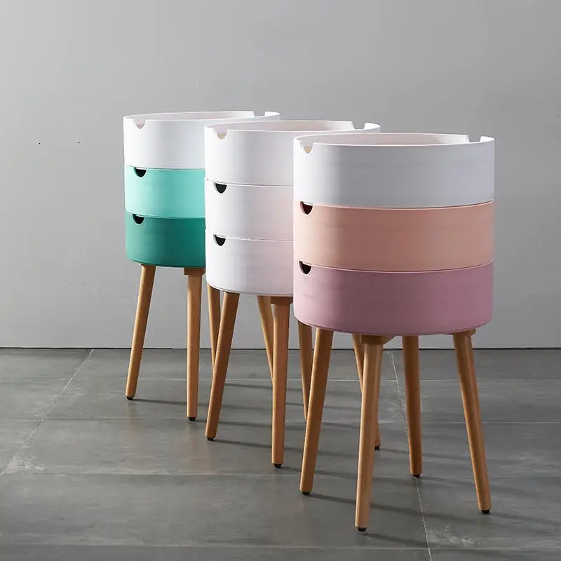 Скандинавский круглый трехэтажный прикроватный шкаф Ins простой