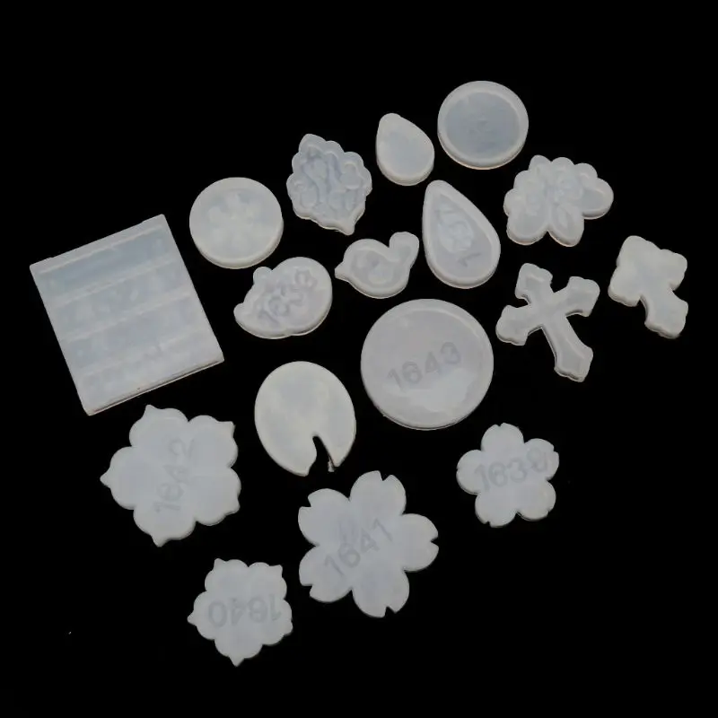 

17Pcs Flower Cross Round Teadrop Bird Jewelry Pendant Mold Jewelry Making Tools