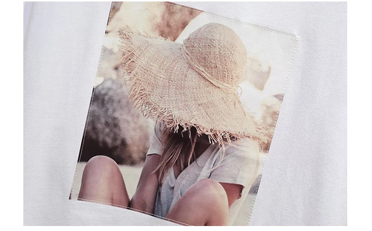 

Houthion Printed Women's T-shirt Fashion Top Short Sleeve Plus Size Tshirt New Korean Loose Solid Cotton T Shirt O-Neck